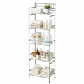 Takira Bathroom Storage Shelf,5 Tier Freestanding Metal Towel Rack for Bathroom Kitchen Storage (Silver)