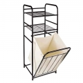 Takira Laundry Organize Basket Rack with Tilting Belt and Removable Bag,Featuring 2-Tier Shelving,Home