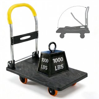 Takira Heavy-Duty Foldable Platform Push Cart, Space-Saving Utility Cart for Garage, Shopping, Home & Office