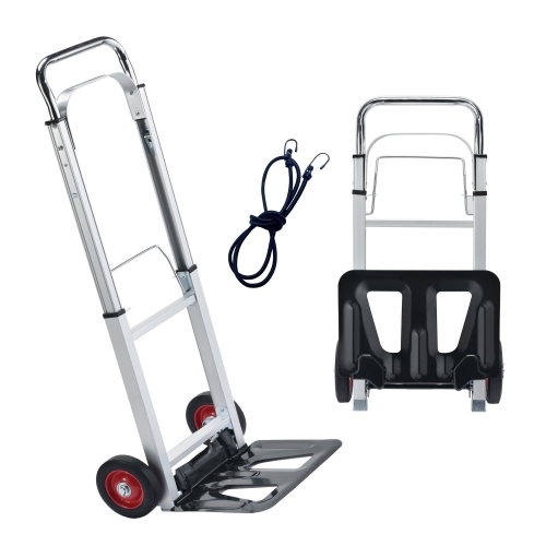 Takira Folding Hand Truck, Aluminum Construction with 6 inch Rubber Wheels for Moving Boxes,Delivery