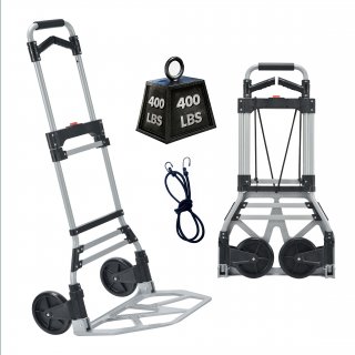 Takira 400LB Capacity Folding Hand Truck, Portable Aluminum 2-Wheel Dolly with Rotatable Handle.