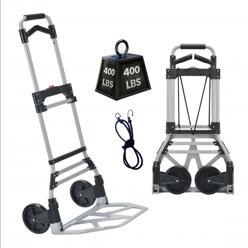 Takira 400LB Capacity Folding Hand Truck, Portable Aluminum 2-Wheel Dolly with Rotatable Handle.