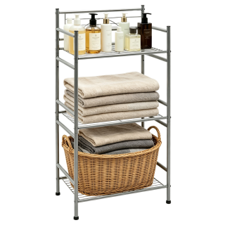 Takira Bathroom Storage Shelf,3 Tier Metal Towel Rack Freestanding for Kitchen Storage（Silver）